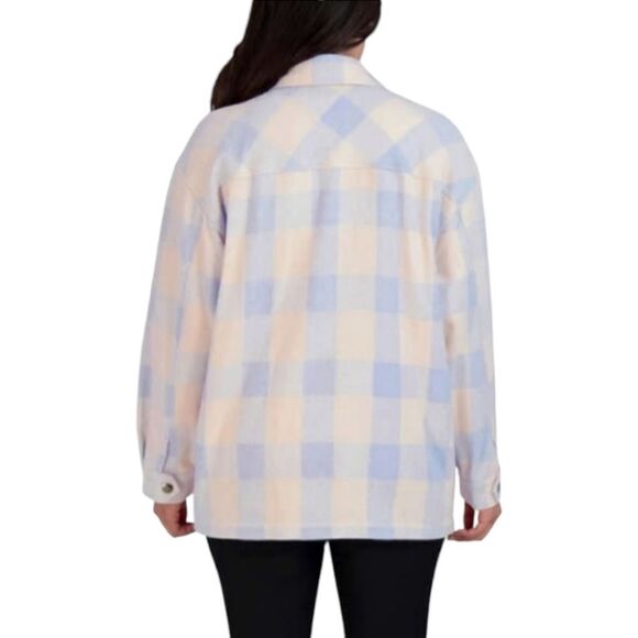 HFX Women's Plus Size Blue & White Plaid SHACKET JACKET XXL - Picture 12 of 16